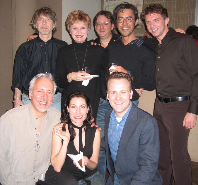 The cast on opening night with Director Brett Smock, Musical Director, Howard Kilik, Woody